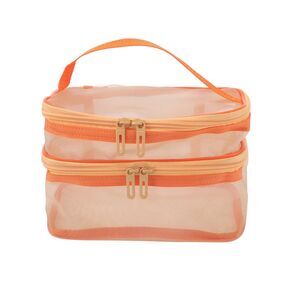 Large Capacity Visible Makeup Bag for Vacation Travel Orange